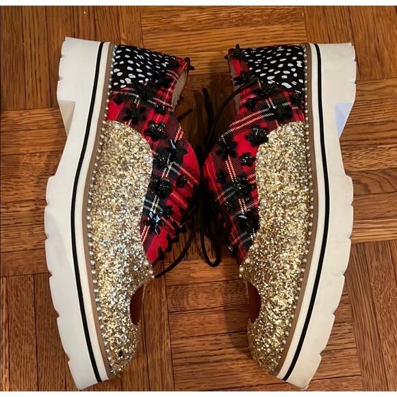 Betsey Johnson gold and red funky loafers - Picture 10 of 10